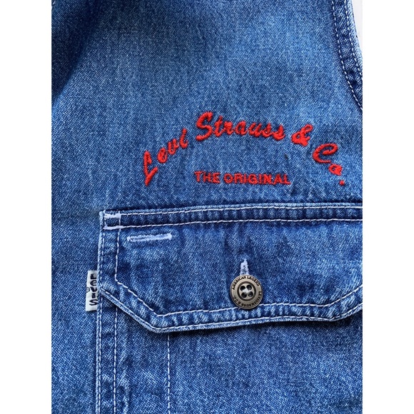 Medium, Levi’s, vintage classic denim boyfriend sleeveless button down top - Picture 10 of 15